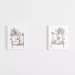 Botanical Trays Canvas Art Prints, Set of 2