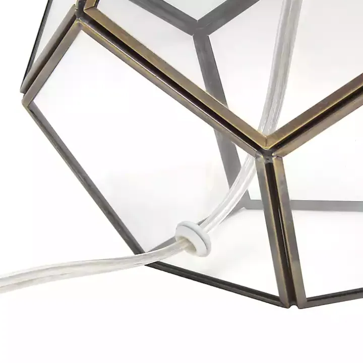 Brass and Glass Octagon Table Lamp