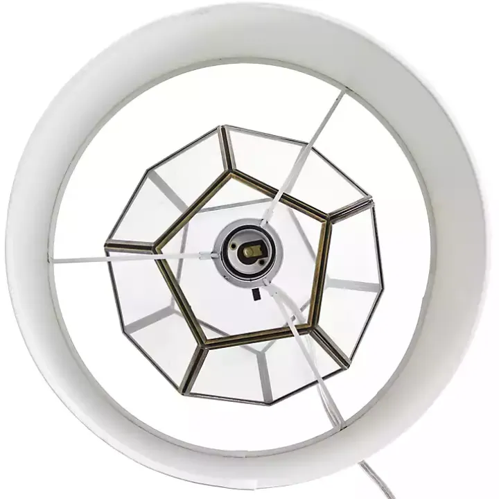 Brass and Glass Octagon Table Lamp