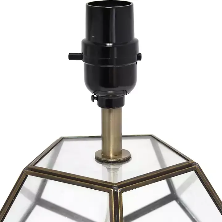 Brass and Glass Octagon Table Lamp