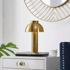 Brass Dome LED Cordless Table Lamp, 12 in.