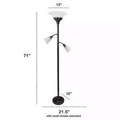 Bronze and White 3-Scallop Glass Floor Lamp