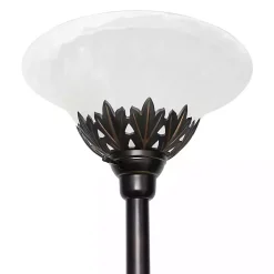 Bronze and White 3-Scallop Glass Floor Lamp