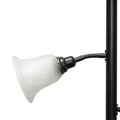 Bronze and White 3-Scallop Glass Floor Lamp