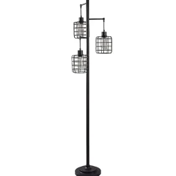 Bronze Caged Metal 3-Tier Floor Lamp