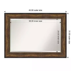 Bronze Frame Beveled Mirror, 43.5x31.5 in.