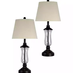 Bronze Glass Table Lamps, Set of 2