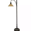 Bronze Industrial Floor Lamp with Glass Shade
