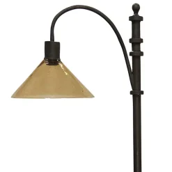 Bronze Industrial Floor Lamp with Glass Shade