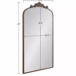 Bronze Metal Arch Ornate Crown Wall Mirror