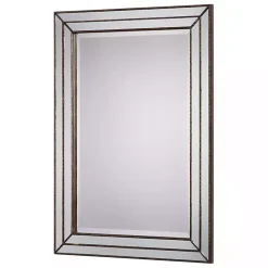 Bronze Metallic Grooved Texture Wall Mirror