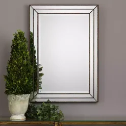 Bronze Metallic Grooved Texture Wall Mirror