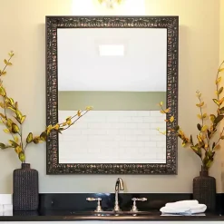 Bronze Ornate Beveled Framed Wall Mirror