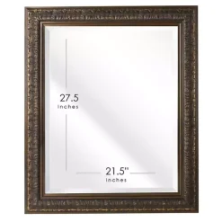 Bronze Ornate Beveled Framed Wall Mirror