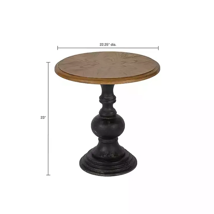 Brown and Black Wooden Hemlock Accent Table