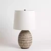 Brown and White Carved Ceramic Table Lamp