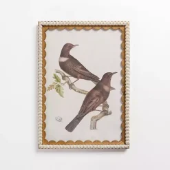 Brown Birds Scalloped Framed Art Print