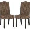 Brown Camelback Wicker Dining Chairs, Set of 2