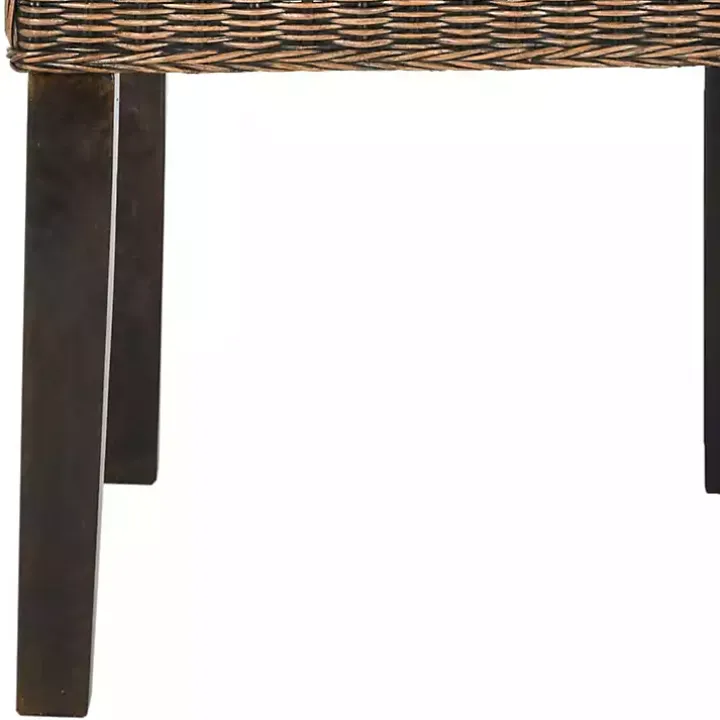 Brown Camelback Wicker Dining Chairs, Set of 2