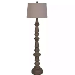 Brown Carved Spindle Floor Lamp