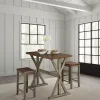 Brown Counter Table and Stools, Set of 3