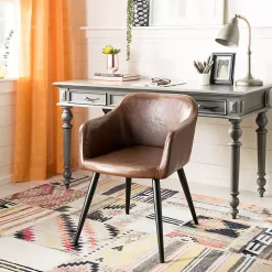 Brown Faux Leather Adalena Accent Chair