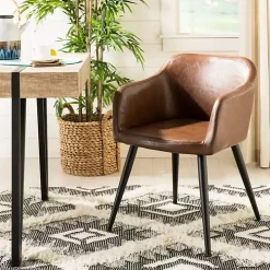 Brown Faux Leather Adalena Accent Chair
