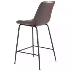 Brown Faux Leather Highback Counter Stool
