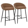 Brown Faux Leather Low Counter Stools, Set of 2