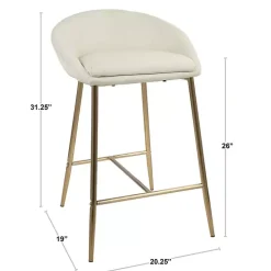 Brown Faux Leather Low Counter Stools, Set of 2