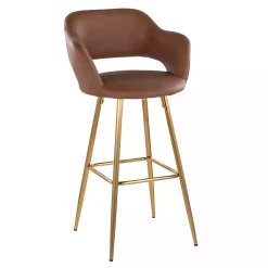 Brown Faux Leather Marge Bar Stools, Set of 2