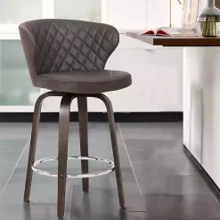 Brown Faux Leather Mynette Swivel Stool, 40 in.