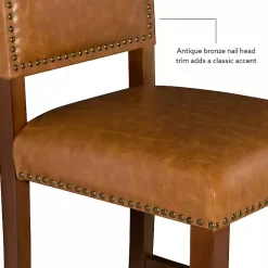 Brown Faux Leather Square Classic Bar Stool
