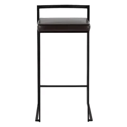 Brown Faux Leather Stackable Bar Stools, Set of 2