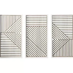 Brown Geometric Wood Panel Wall Plaques, Set of 3