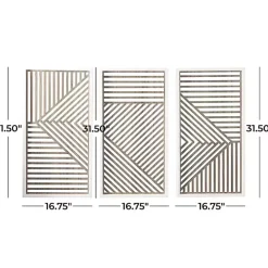 Brown Geometric Wood Panel Wall Plaques, Set of 3