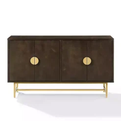 Brown Wood & Gold Metal Sideboard