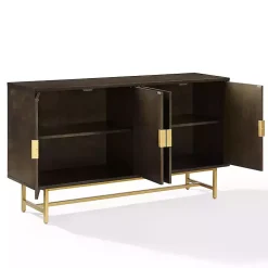 Brown Wood & Gold Metal Sideboard