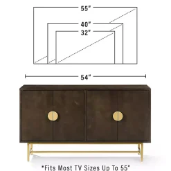 Brown Wood & Gold Metal Sideboard