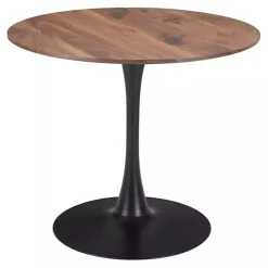 Brown Wood and Black Metal Bistro Dining Table