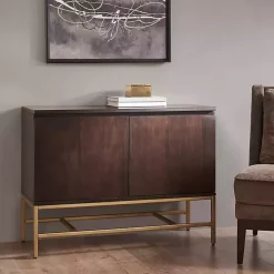Brown Wood and Gold Martha Stewart Cabinet