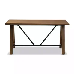 Brown Wood and Metal Linear Base Desk