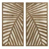 Brown Wood Birch Palms Wall Plaques, Set of 2