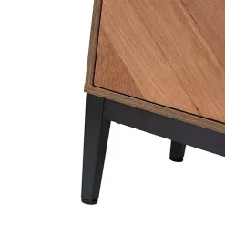 Brown Wood Chevron 4-Door Sideboard