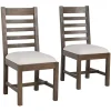 Brown Wood Farmhouse Dining Chairs, Set of 2