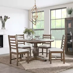 Brown Wood Farmhouse Dining Chairs, Set of 2