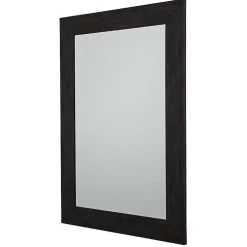 Brown Wood Framed Beveled Edge Wall Mirror