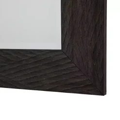 Brown Wood Framed Beveled Edge Wall Mirror