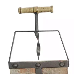 Brown Wood Panel Black Metal Wine Rack