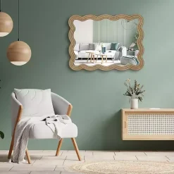 Brown Wood Wavy Adria Wall Mirror
